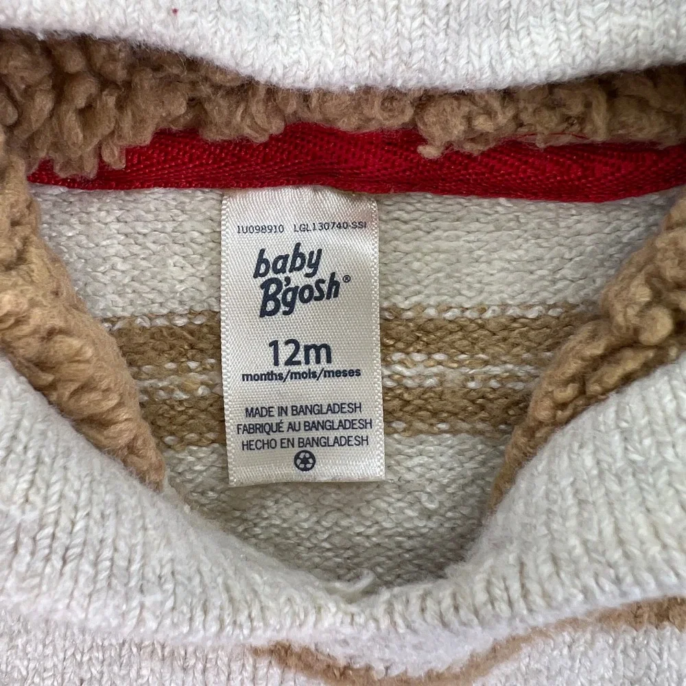 OshKosh Baby B'gosh Striped Knit‎ Hoodie and Pants Set Kids 12M Teddy Ears Soft